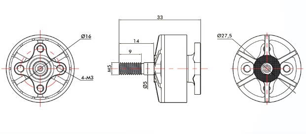 T-Motor F60 Pro II motor dimensions